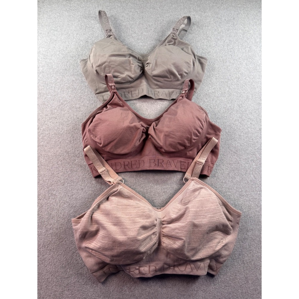 Kindred Bravely Nursing Bras Bundle 3 Pack Neutral Maternity Seamless Wireless L